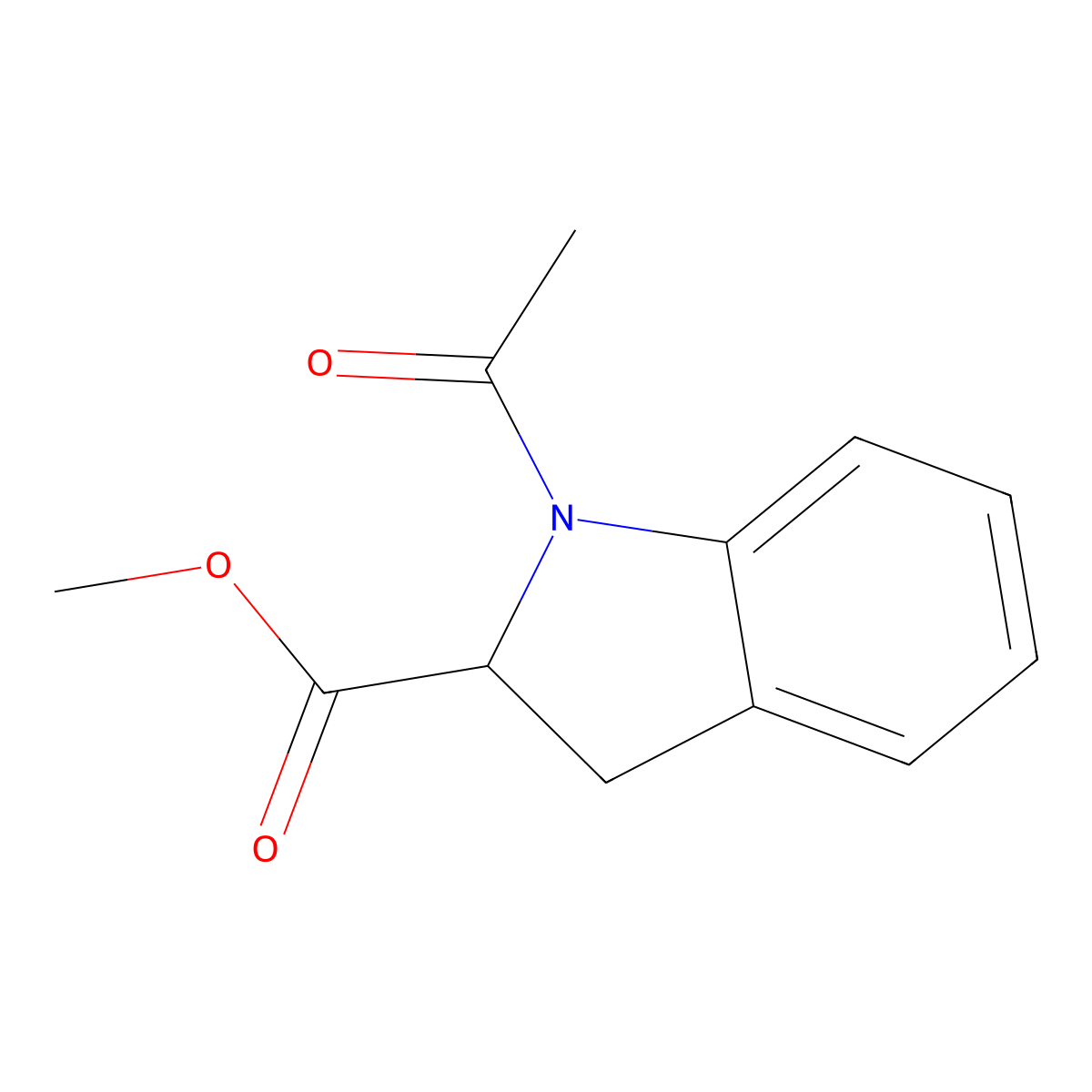 Methyl 1-acetyl-2,3-dihydro-1H-indole-2-carboxylate molecular structure, CAS 110659-07-9