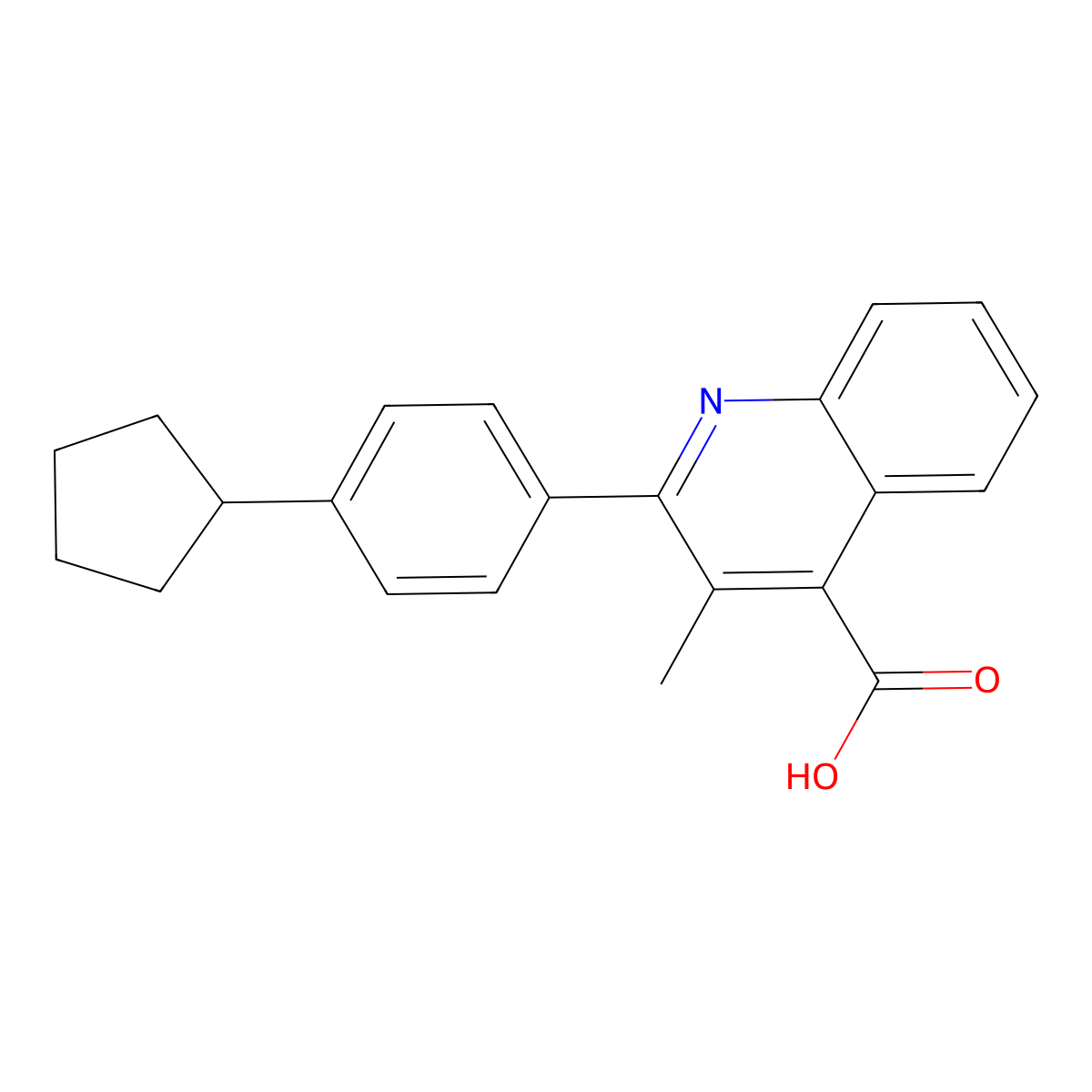 2-(4-Cyclopentylphenyl)-3-methylquinoline-4-carboxylic acid molecular structure, CAS 110664-31-8