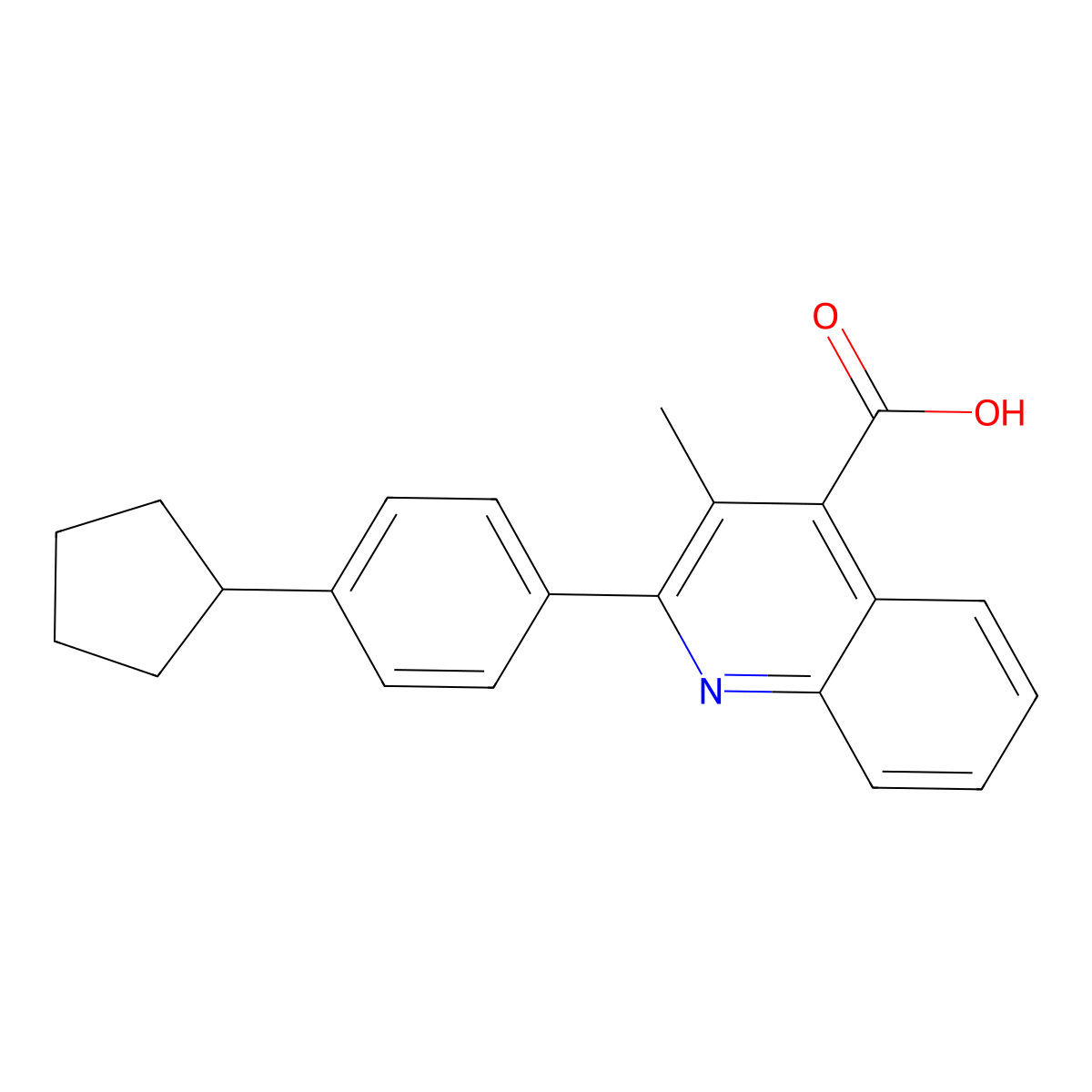 2-(4-Cyclopentylphenyl)-3-methylquinoline-4-carboxylic acid molecular structure, CAS 110664-31-8