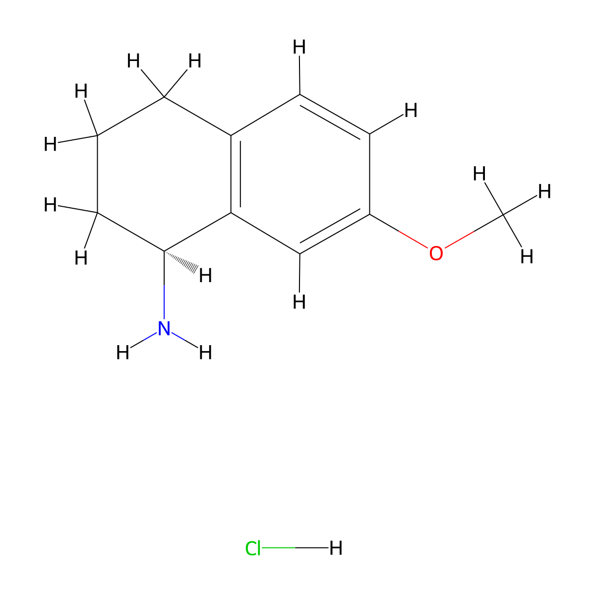(1S)-7-methoxy-1,2,3,4-tetrahydronaphthalen-1-amine hydrochloride molecular structure, CAS 1106669-07-1