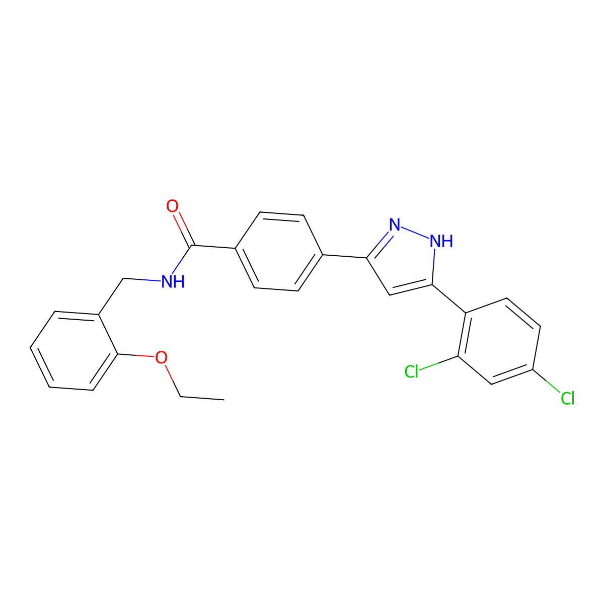4-[3-(2,4-dichlorophenyl)-1H-pyrazol-5-yl]-N~1~-(2-ethoxybenzyl)benzamide molecular structure, CAS 1106677-25-1