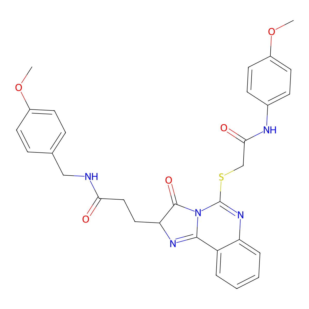 3-[5-({[(4-methoxyphenyl)carbamoyl]methyl}sulfanyl)-3-oxo-2H,3H-imidazo[1,2-c]quinazolin-2-yl]-N-[(4-methoxyphenyl)methyl]propanamide molecular structure, CAS 1106720-77-7