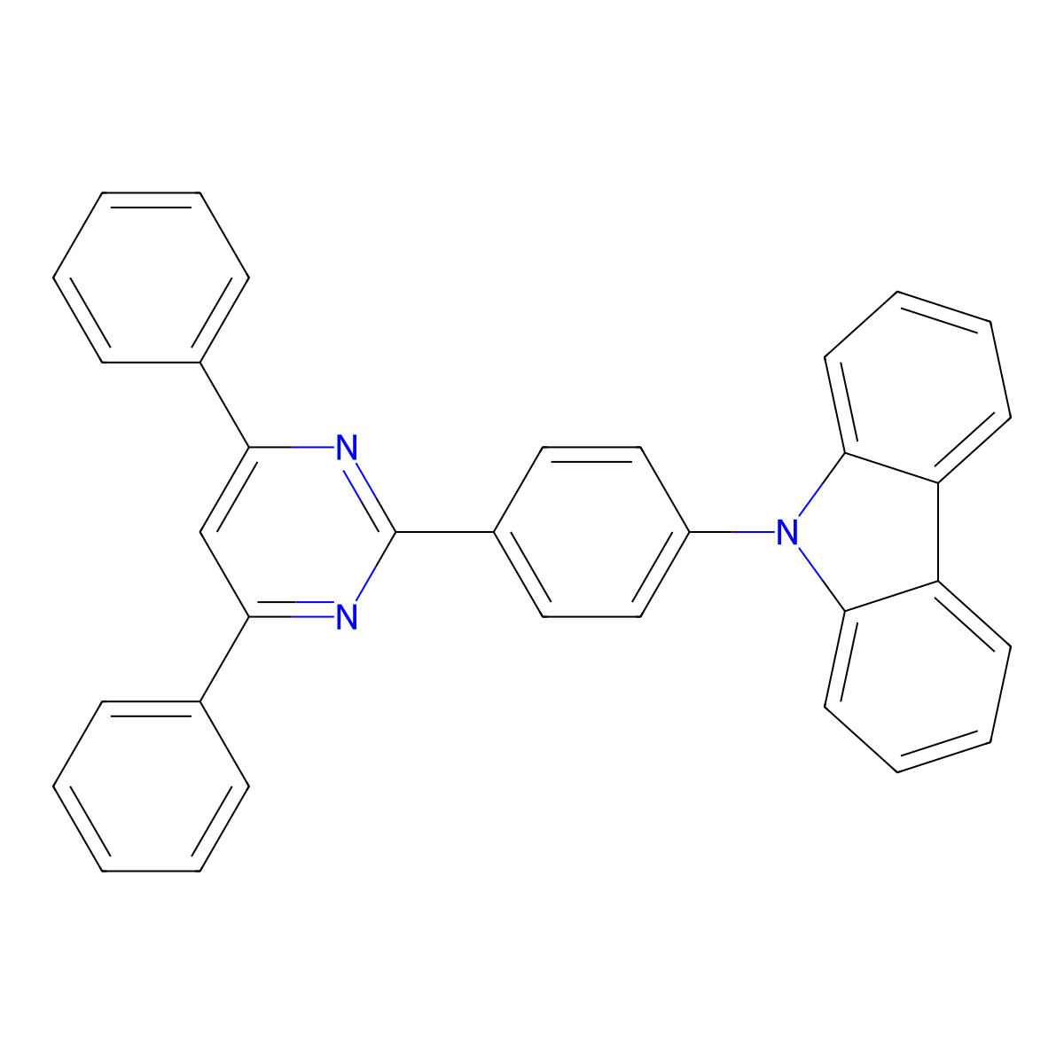 9-(4-(4,6-Diphenylpyrimidin-2-yl)phenyl)-9H-carbazole molecular structure, CAS 1106729-87-6