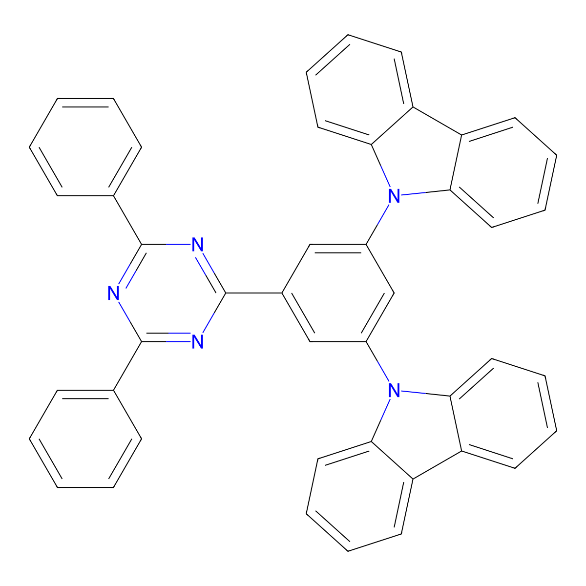 9-(3-(9H-Carbazol-9-yl)-5-(4,6-diphenyl-1,3,5-triazin-2-yl)phenyl)-9H-carbazole molecular structure, CAS 1106730-48-6