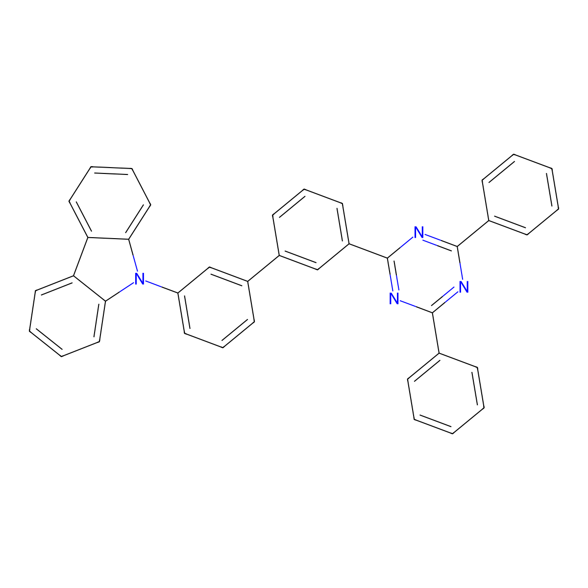 9-[3'-(4,6-diphenyl-1,3,5-triazin-2-yl)-[1,1'-biphenyl]-3-yl]-9H-carbazole molecular structure, CAS 1106730-56-6