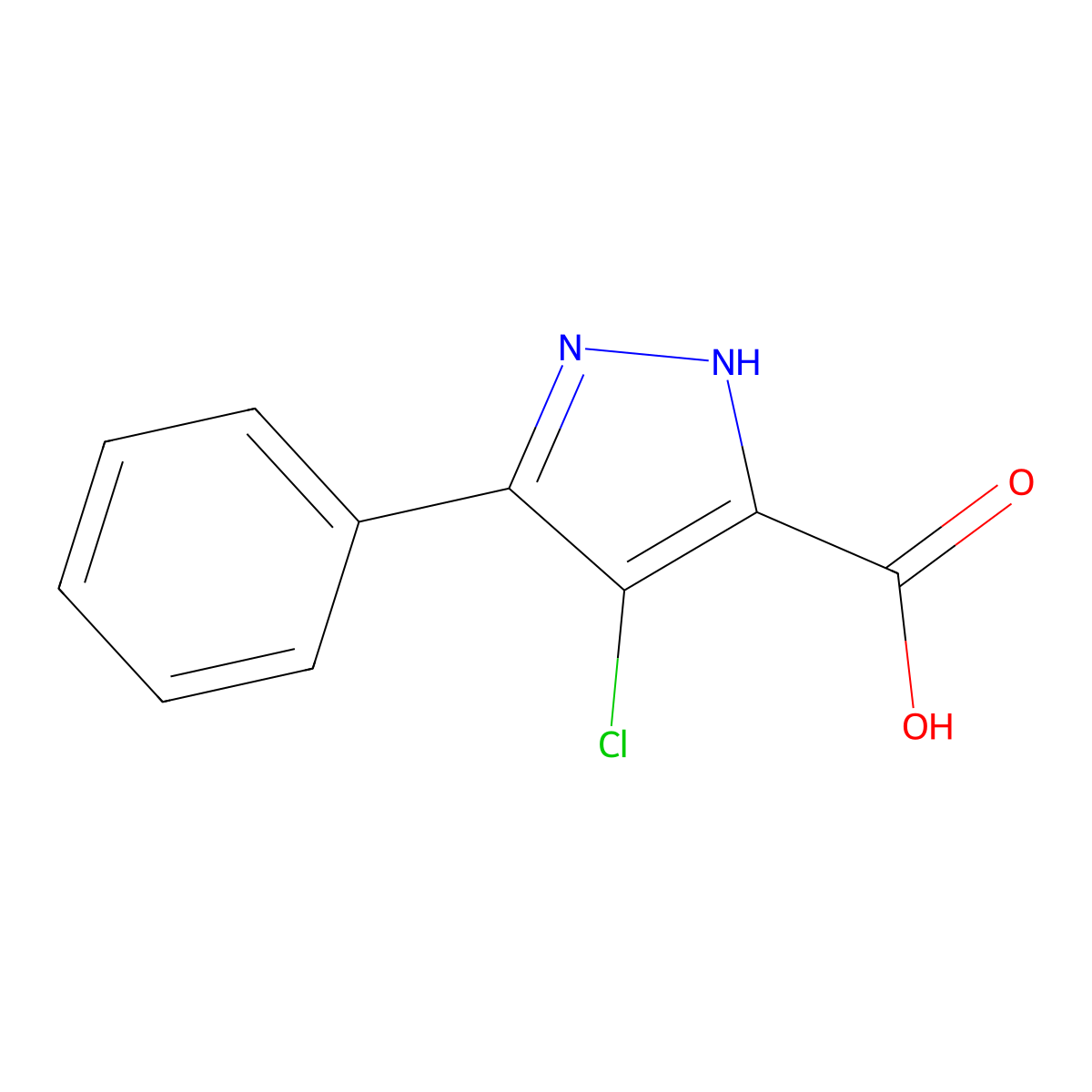 4-chloro-3-phenyl-1H-pyrazole-5-carboxylic acid molecular structure, CAS 1106737-94-3