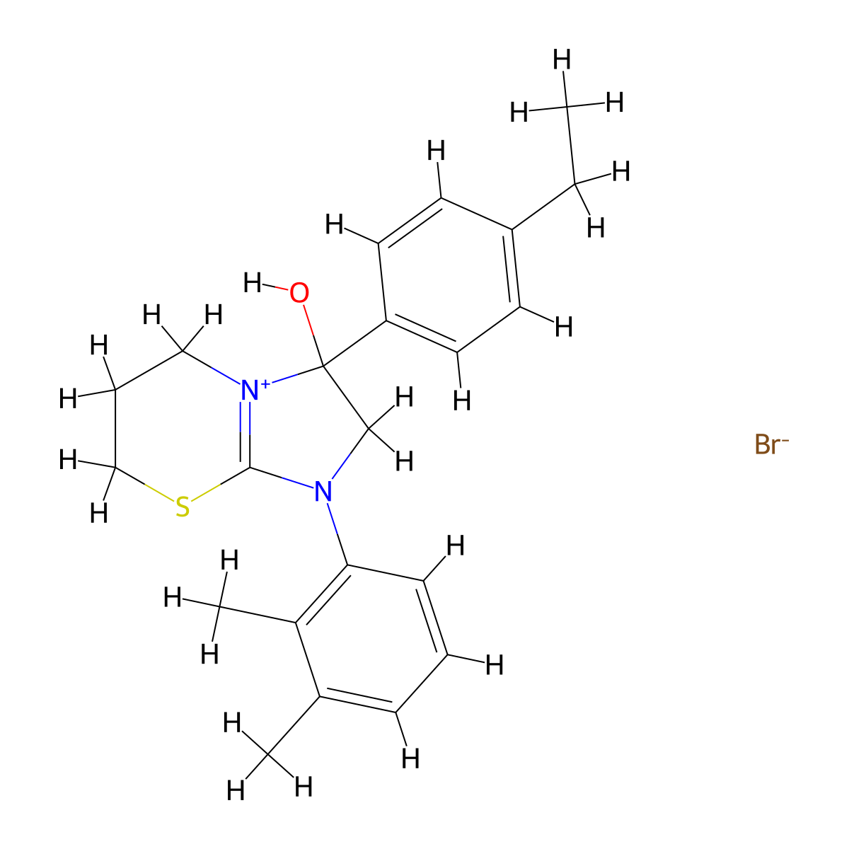 1-(2,3-dimethylphenyl)-3-(4-ethylphenyl)-3-hydroxy-3,5,6,7-tetrahydro-2H-imidazo[2,1-b][1,3]thiazin-1-ium bromide molecular structure, CAS 1106744-45-9