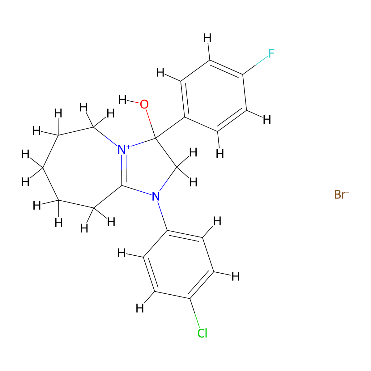 1-(4-chlorophenyl)-3-(4-fluorophenyl)-3-hydroxy-3,5,6,7,8,9-hexahydro-2H-imidazo[1,2-a]azepin-1-ium bromide molecular structure, CAS 1106744-53-9