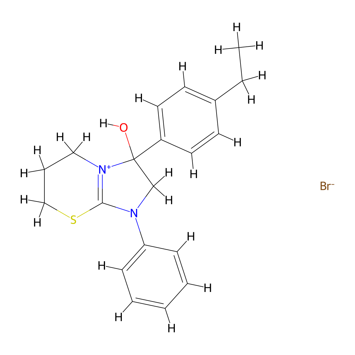 3-(4-ethylphenyl)-3-hydroxy-1-phenyl-3,5,6,7-tetrahydro-2H-imidazo[2,1-b][1,3]thiazin-1-ium bromide molecular structure, CAS 1106745-02-1