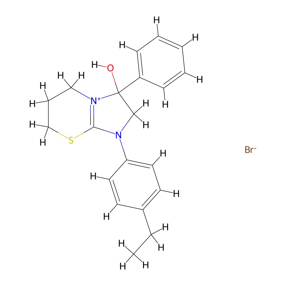 1-(4-ethylphenyl)-3-hydroxy-3-phenyl-2H,3H,5H,6H,7H-1lambda5-imidazo[2,1-b][1,3]thiazin-1-ylium bromide molecular structure, CAS 1106749-24-9