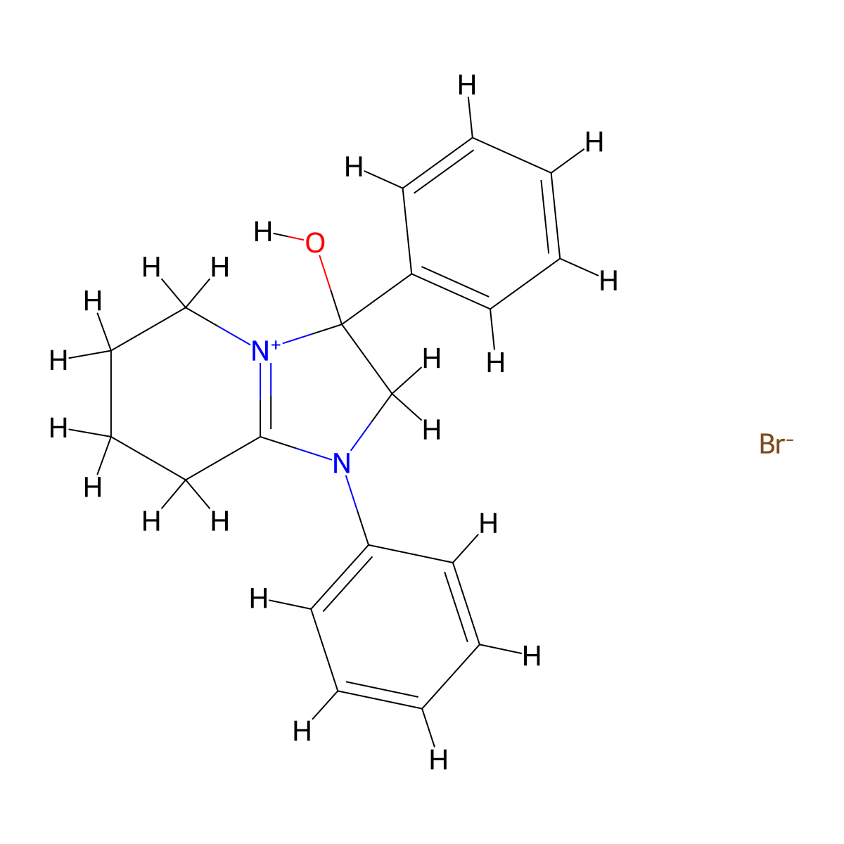 3-Hydroxy-1,3-diphenyl-2,3,5,6,7,8-hexahydroimidazo[1,2-a]pyridin-1-ium bromide molecular structure, CAS 1106749-52-3