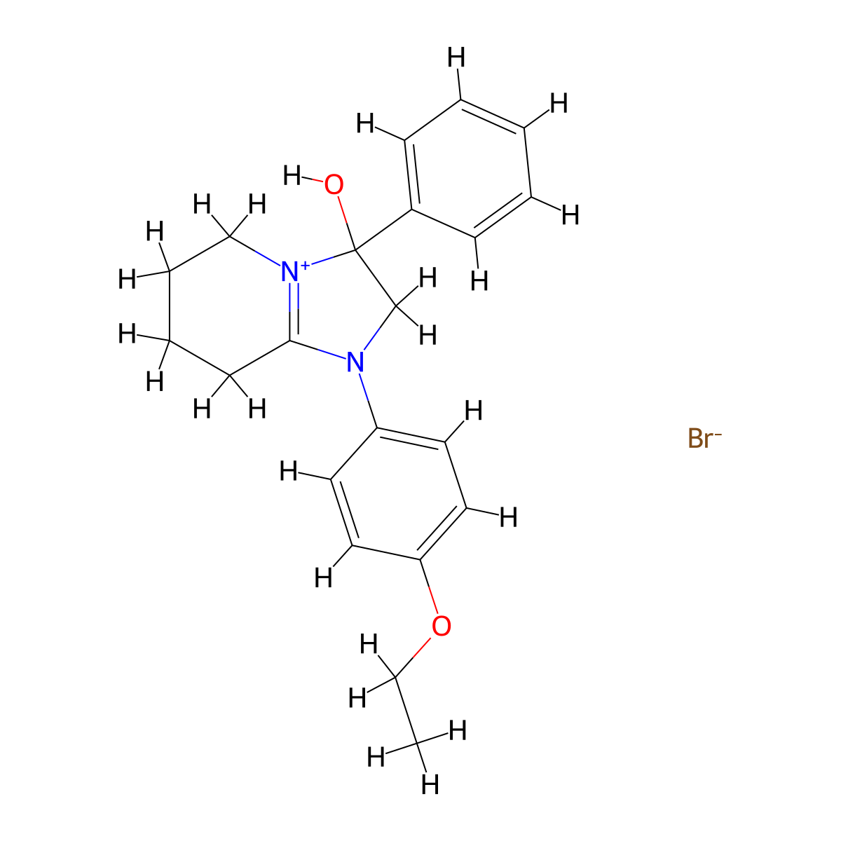 1-(4-Ethoxyphenyl)-3-hydroxy-3-phenyl-2,3,5,6,7,8-hexahydroimidazo[1,2-a]pyridin-1-ium bromide molecular structure, CAS 1106750-04-2