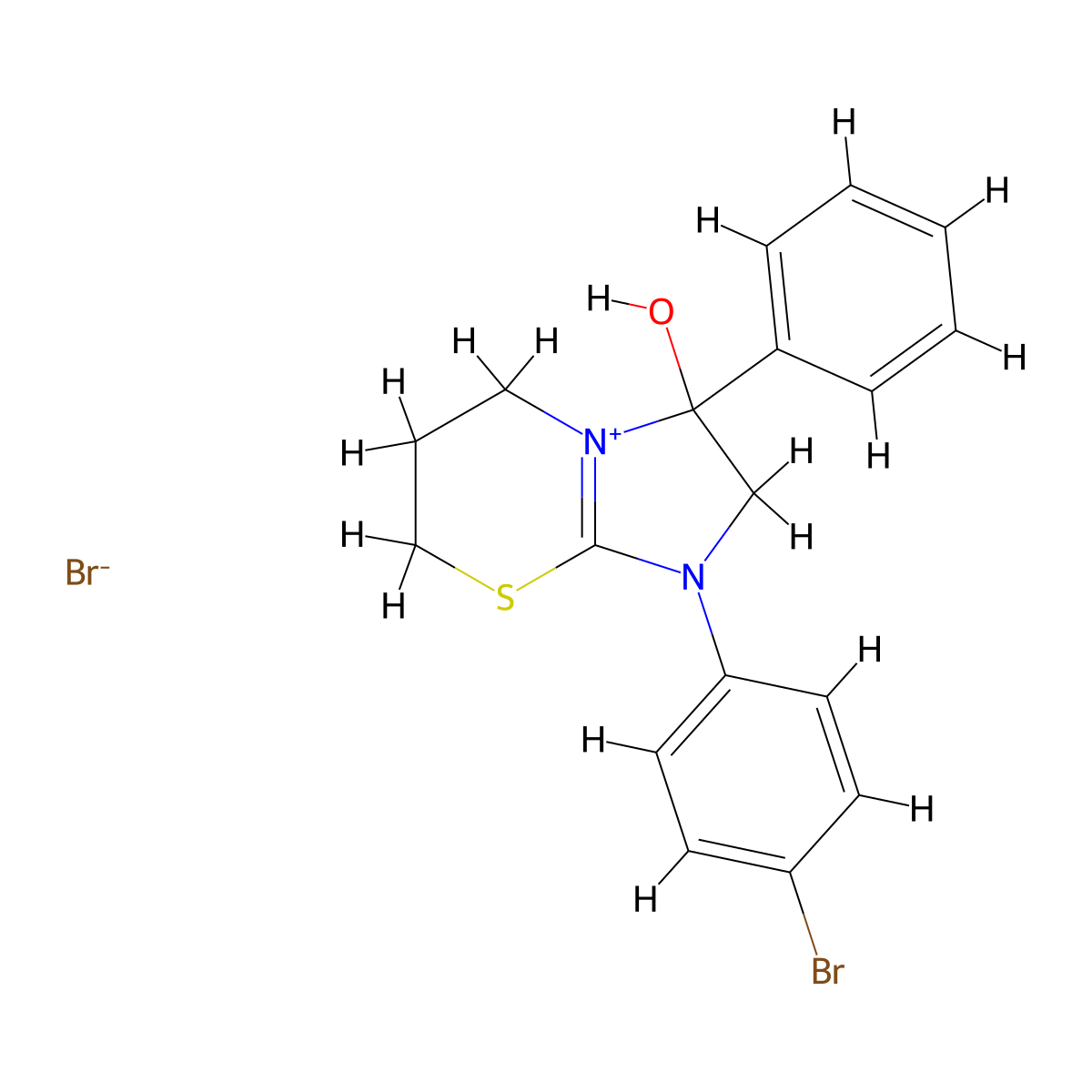 1-(4-bromophenyl)-3-hydroxy-3-phenyl-3,5,6,7-tetrahydro-2H-imidazo[2,1-b][1,3]thiazin-1-ium bromide molecular structure, CAS 1106750-34-8