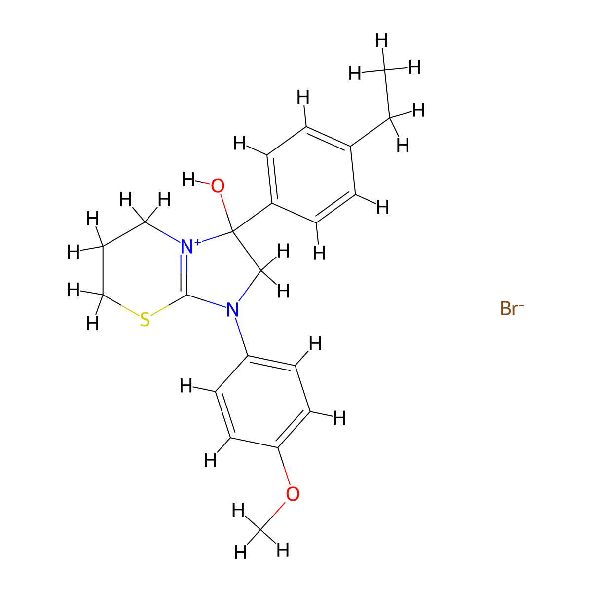 3-(4-ethylphenyl)-3-hydroxy-1-(4-methoxyphenyl)-3,5,6,7-tetrahydro-2H-imidazo[2,1-b][1,3]thiazin-1-ium bromide molecular structure, CAS 1106751-21-6