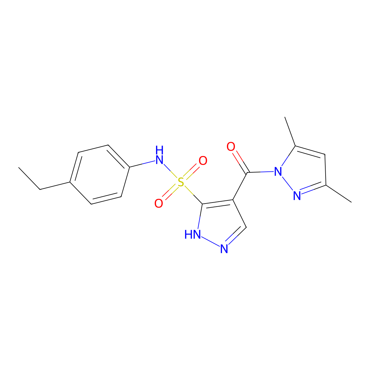 4-(3,5-dimethyl-1H-pyrazole-1-carbonyl)-N-(4-ethylphenyl)-1H-pyrazole-5-sulfonamide molecular structure, CAS 1106778-22-6