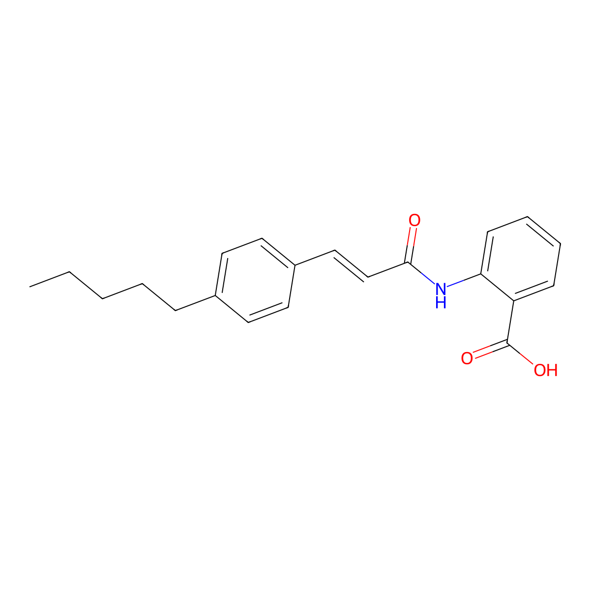 N-(p-Amylcinnamoyl)anthranilic acid molecular structure, CAS 110683-10-8