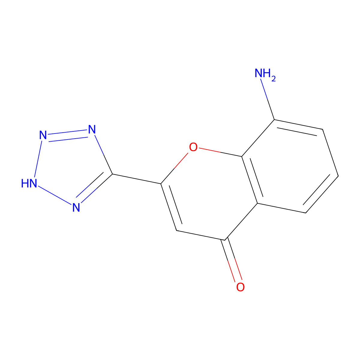 8-Amino-2-(2H-tetrazol-5-yl)-4H-1-benzopyran-4-one molecular structure, CAS 110683-22-2