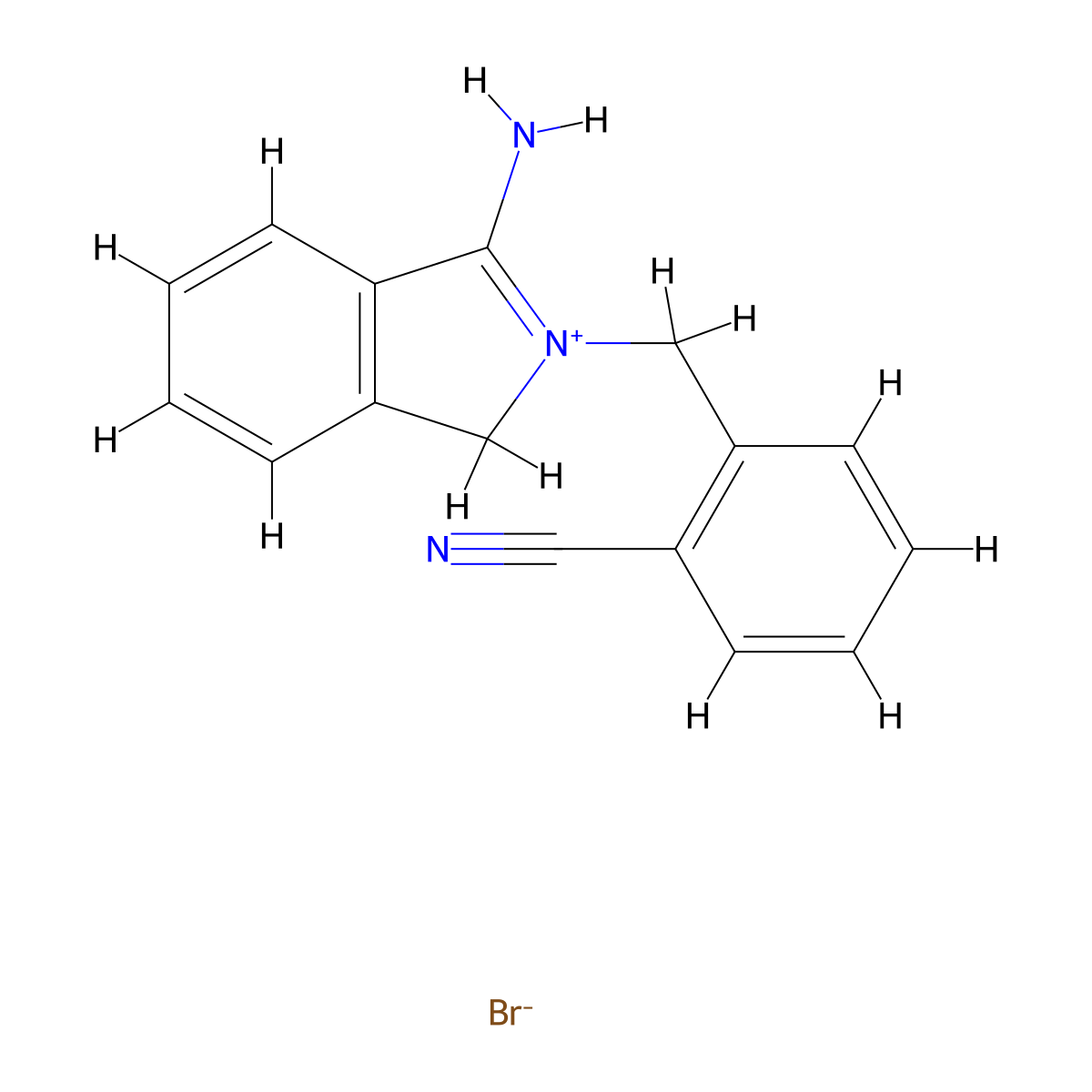 3-amino-2-[(2-cyanophenyl)methyl]-1H-isoindol-2-ium bromide molecular structure, CAS 1106880-65-2
