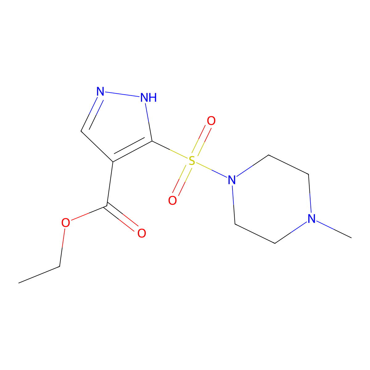 ethyl 3-[(4-methylpiperazin-1-yl)sulfonyl]-1H-pyrazole-4-carboxylate molecular structure, CAS 1106908-85-3