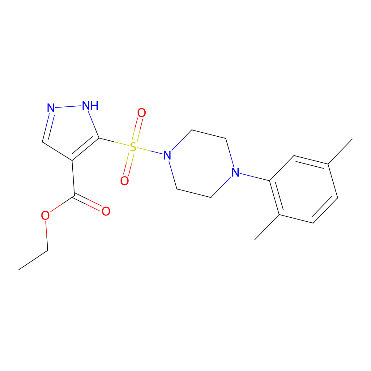 ethyl 5-{[4-(2,5-dimethylphenyl)piperazin-1-yl]sulfonyl}-1H-pyrazole-4-carboxylate molecular structure, CAS 1106908-86-4