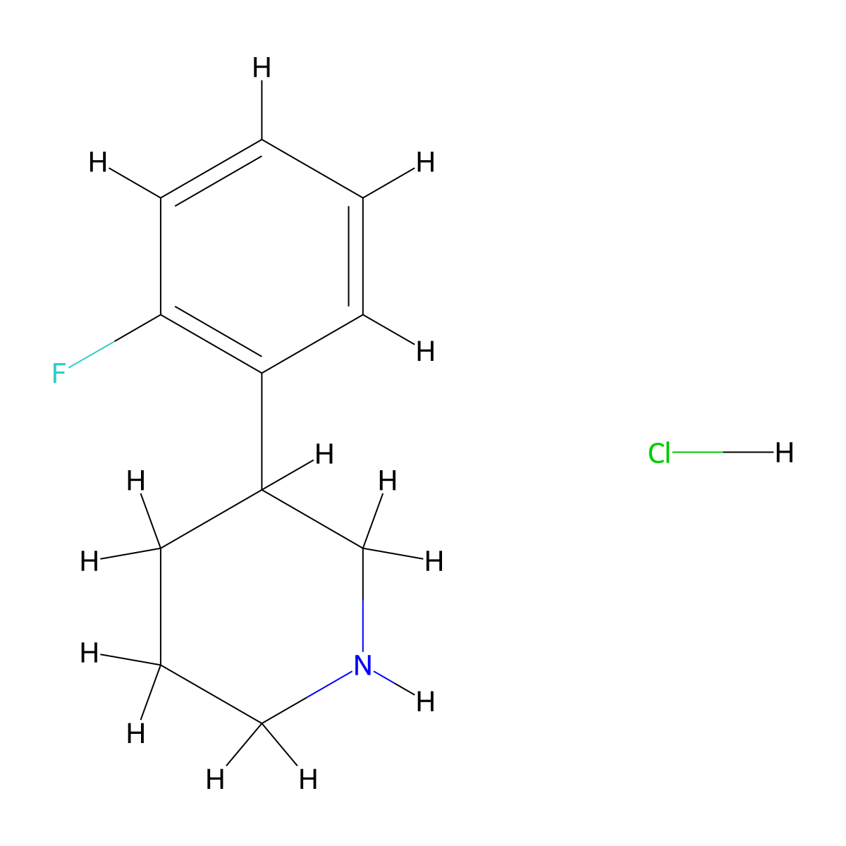 3-(2-Fluorophenyl)piperidine hydrochloride molecular structure, CAS 1106940-90-2