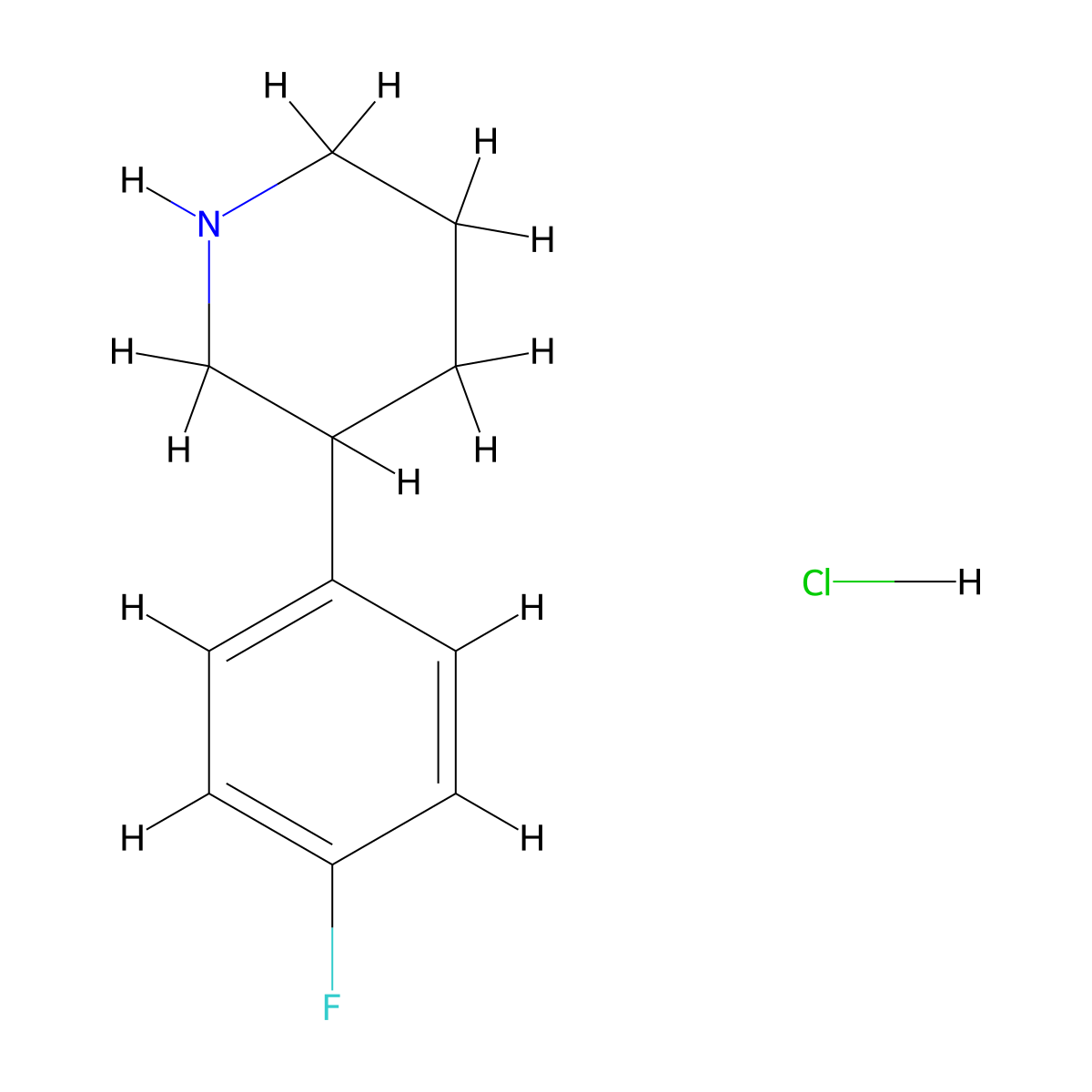 3-(4-Fluorophenyl)piperidine hydrochloride molecular structure, CAS 1106940-94-6