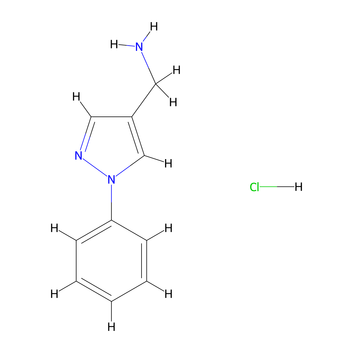 (1-phenyl-1H-pyrazol-4-yl)methanamine hydrochloride molecular structure, CAS 1106959-86-7