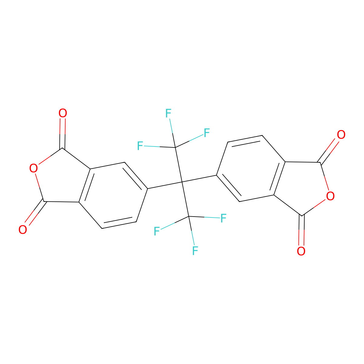 4,4'-(Hexafluoroisopropylidene)diphthalic anhydride molecular structure, CAS 1107-00-2
