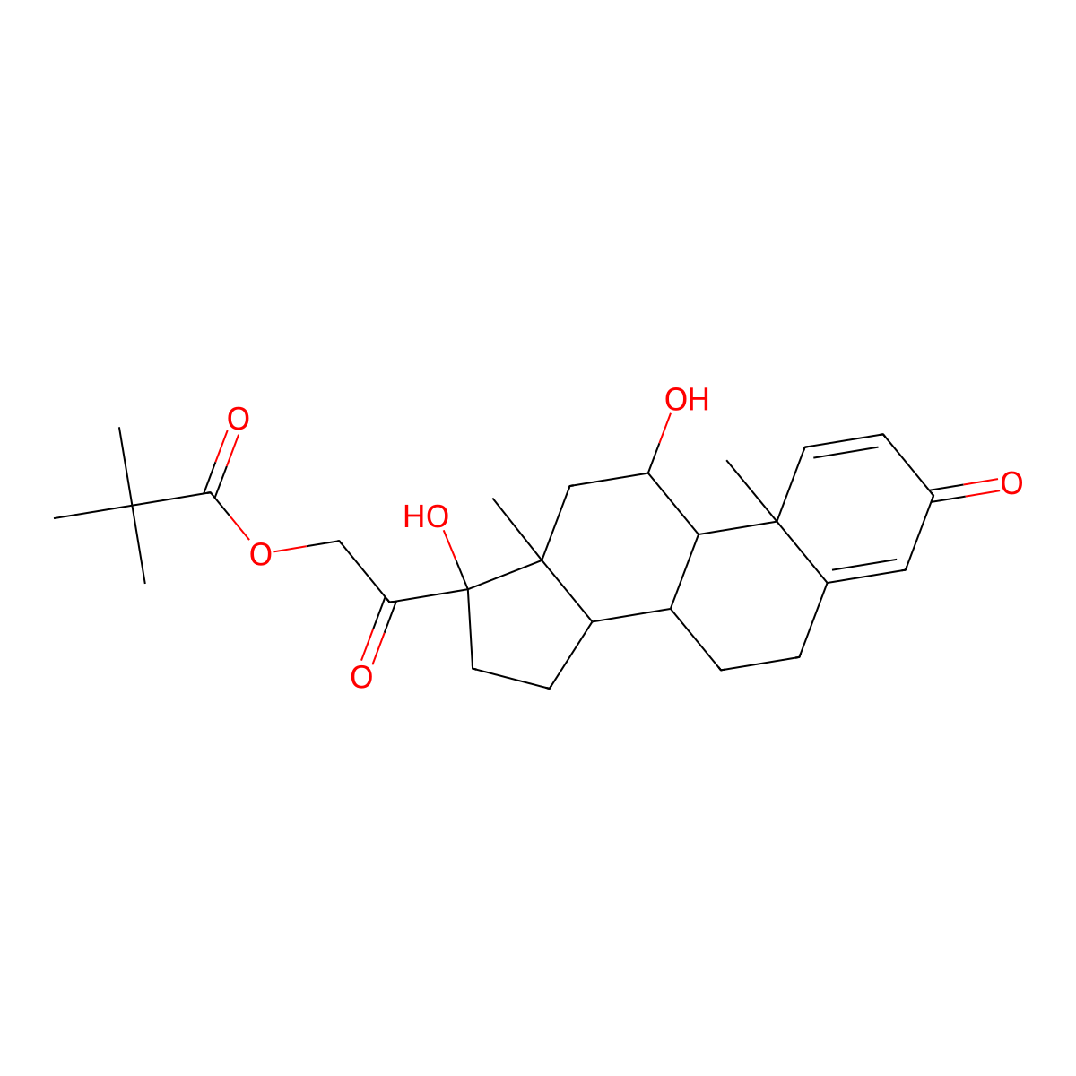 Prednisolone pivalate molecular structure, CAS 1107-99-9