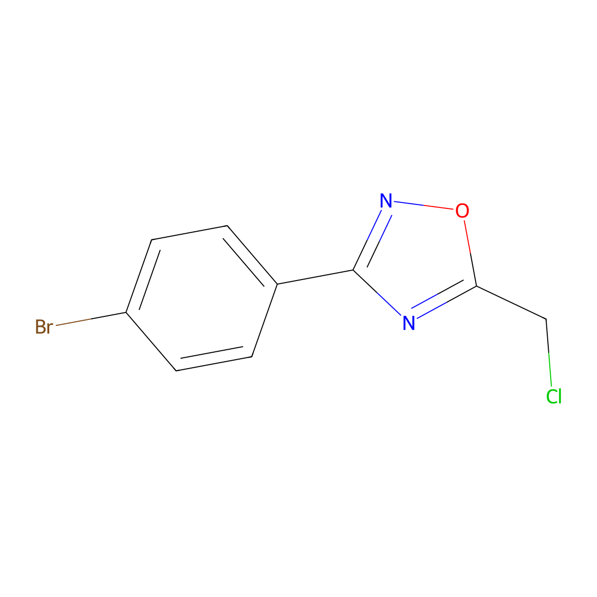 3-(4-Bromophenyl)-5-(chloromethyl)-1,2,4-oxadiazole molecular structure, CAS 110704-42-2