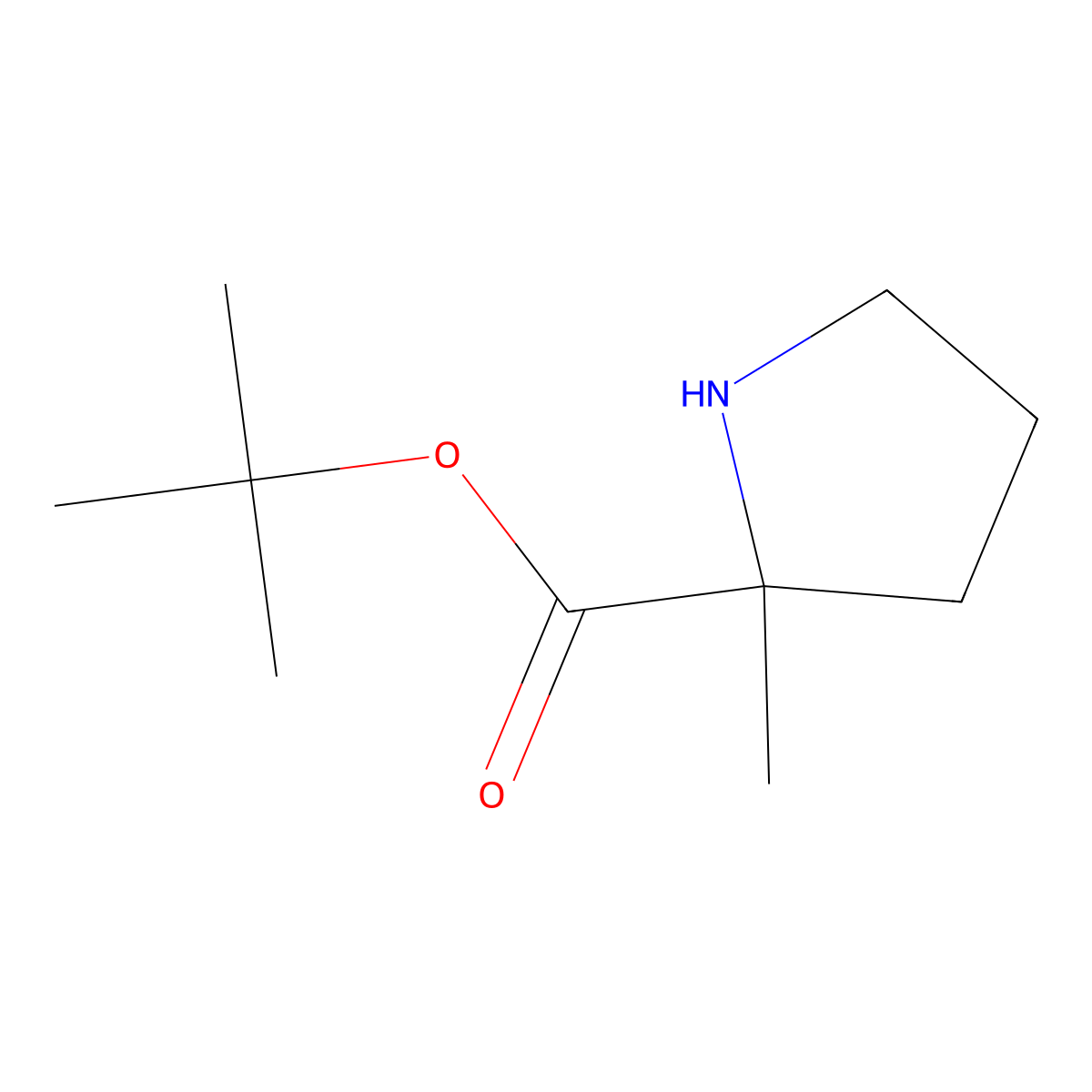 Tert-butyl 2-methylpyrrolidine-2-carboxylate molecular structure, CAS 110706-82-6