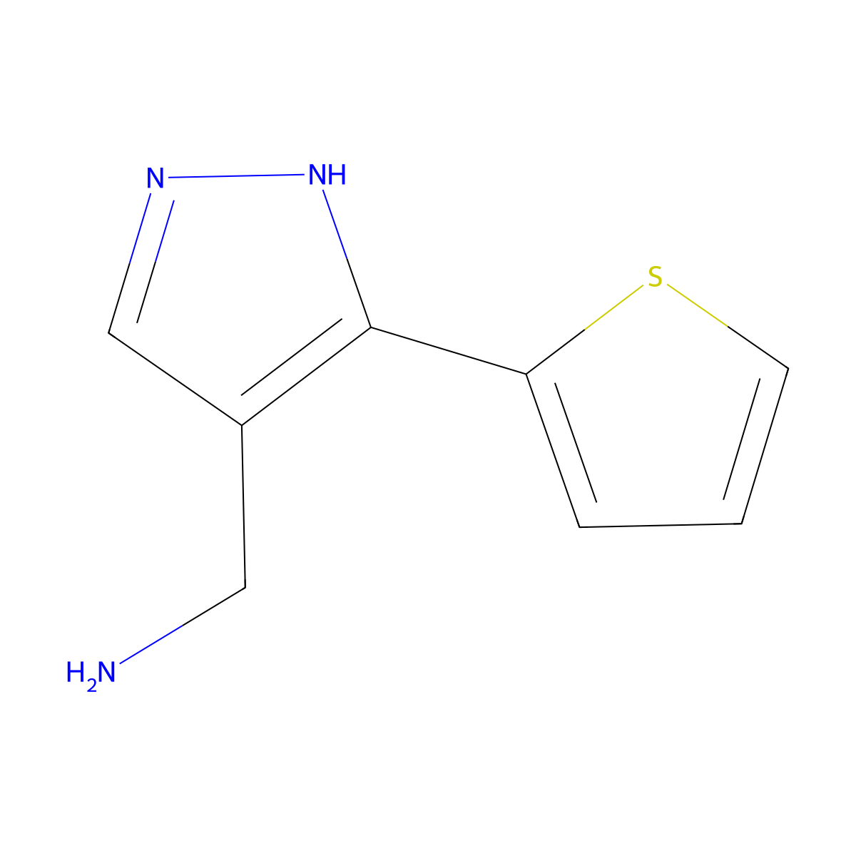 (5-Thien-2-YL-1H-pyrazol-4-YL)methylamine molecular structure, CAS 1107060-87-6