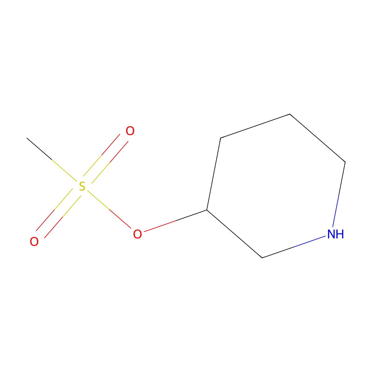 Piperidin-3-yl methanesulfonate molecular structure, CAS 1107174-17-3