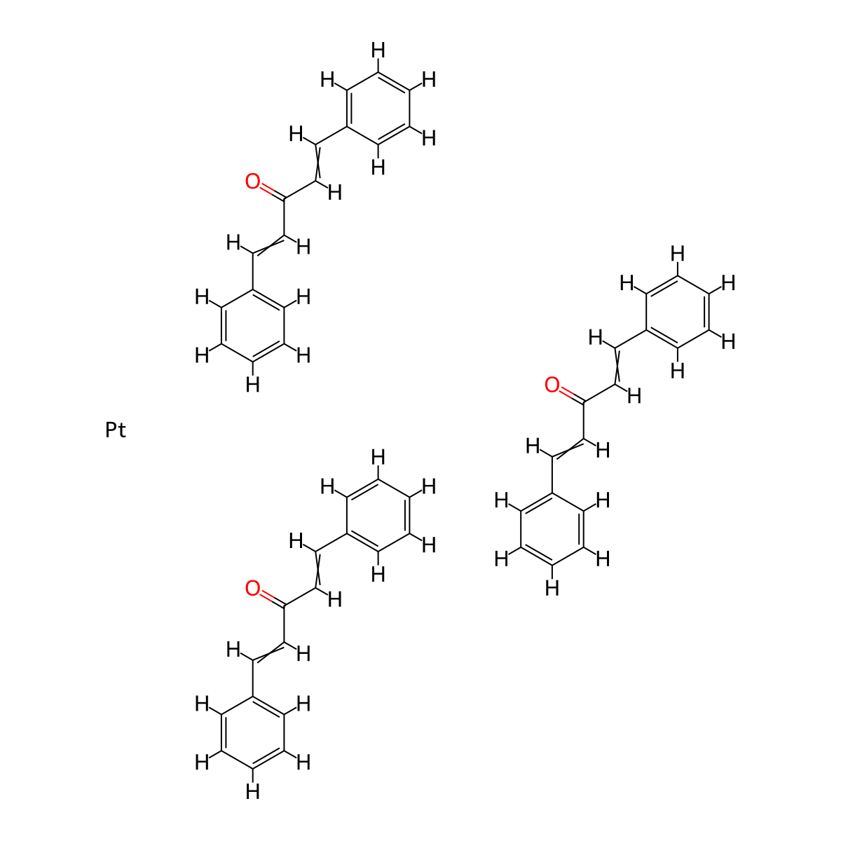 Tris(dibenzylideneacetone)platinum(0) molecular structure, CAS 11072-92-7