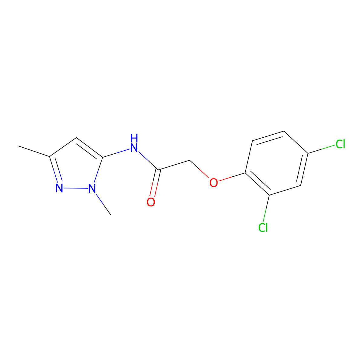 2-(2,4-dichlorophenoxy)-N-(1,3-dimethyl-1H-pyrazol-5-yl)acetamide molecular structure, CAS 110731-79-8