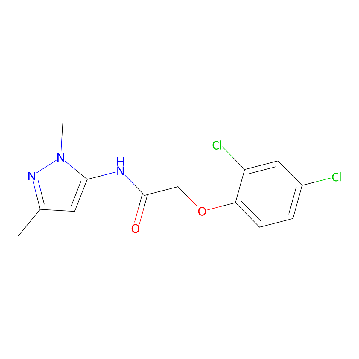 2-(2,4-dichlorophenoxy)-N-(1,3-dimethyl-1H-pyrazol-5-yl)acetamide molecular structure, CAS 110731-79-8