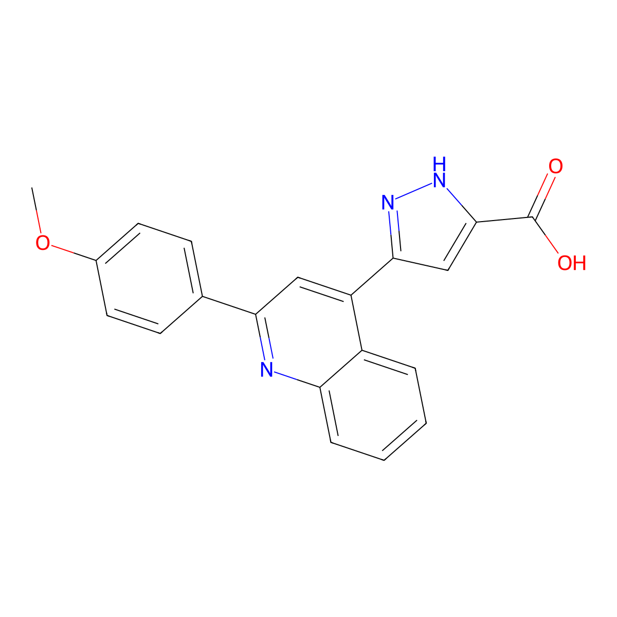 3-[2-(4-methoxyphenyl)quinolin-4-yl]-1H-pyrazole-5-carboxylic acid molecular structure, CAS 1107478-31-8