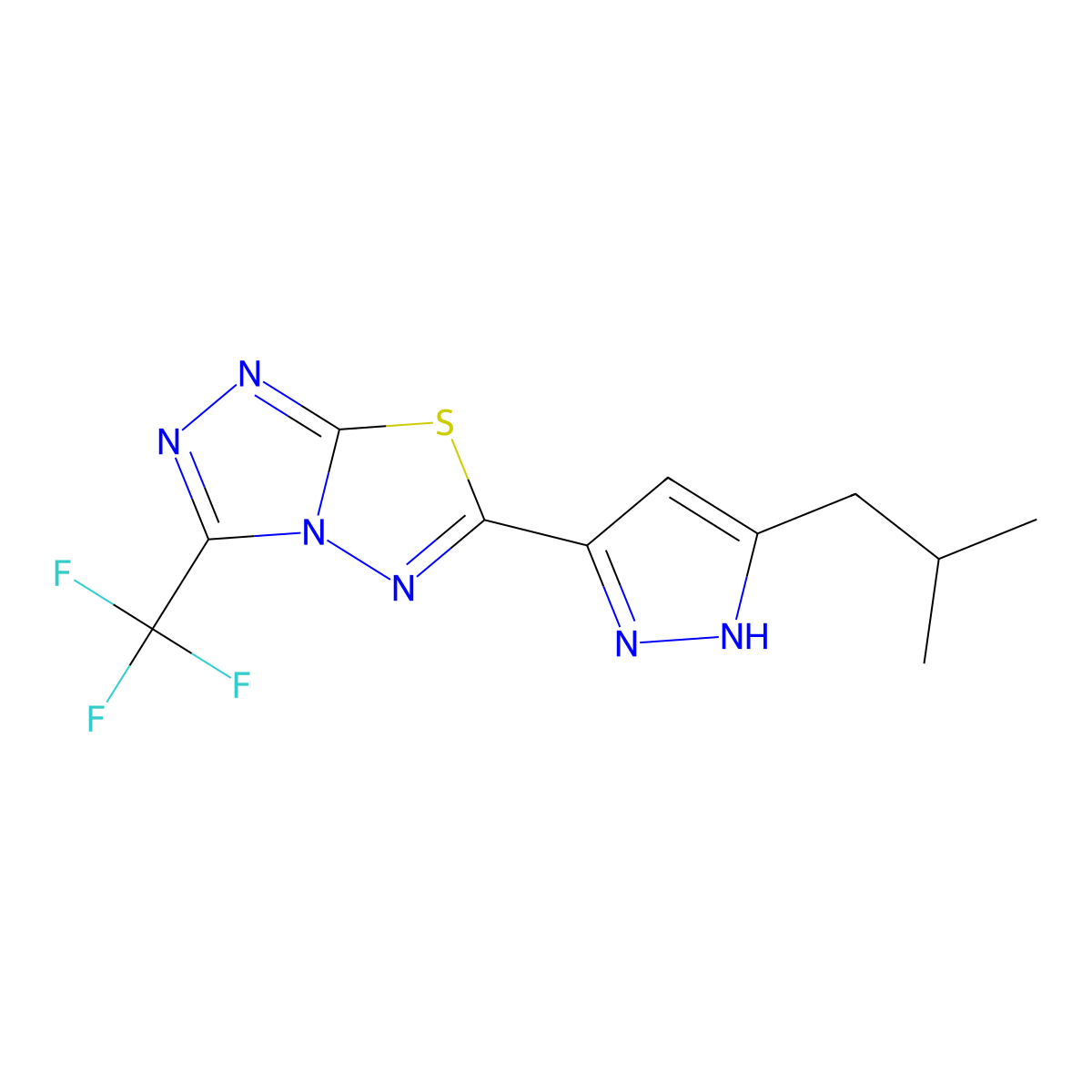 6-(3-isobutyl-1H-pyrazol-5-yl)-3-(trifluoromethyl)[1,2,4]triazolo[3,4-b][1,3,4]thiadiazole molecular structure, CAS 1107513-33-6