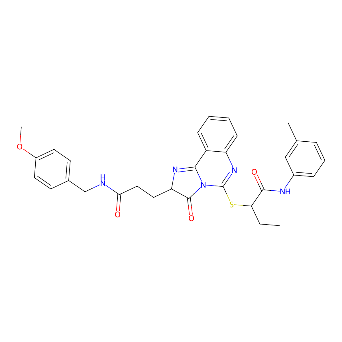 2-{[2-(2-{[(4-methoxyphenyl)methyl]carbamoyl}ethyl)-3-oxo-2H,3H-imidazo[1,2-c]quinazolin-5-yl]sulfanyl}-N-(3-methylphenyl)butanamide molecular structure, CAS 1107519-60-7