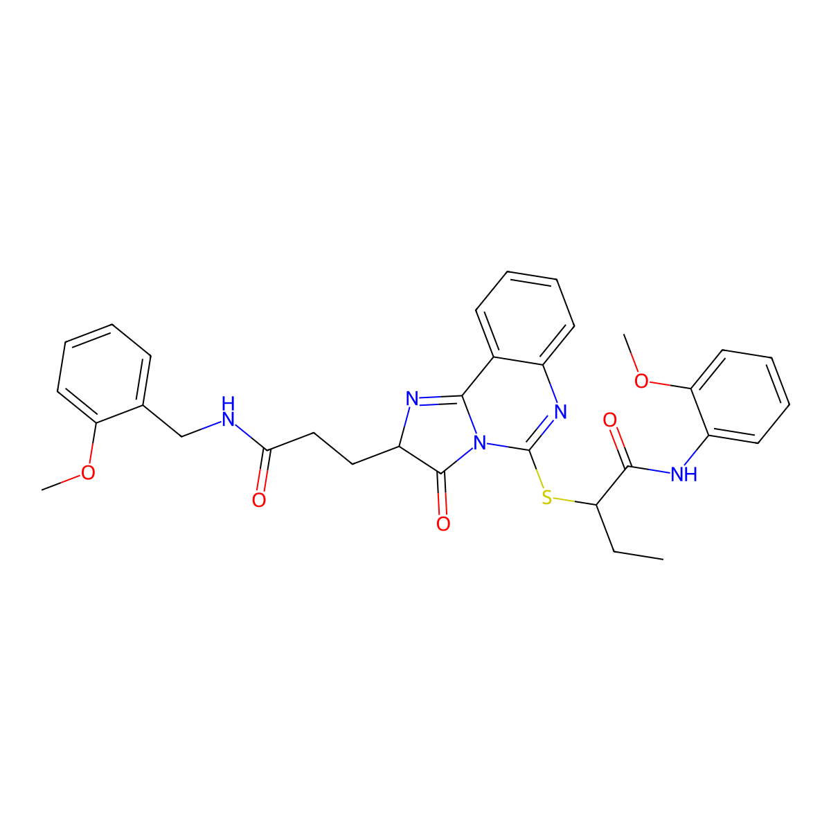 N-(2-methoxyphenyl)-2-{[2-(2-{[(2-methoxyphenyl)methyl]carbamoyl}ethyl)-3-oxo-2H,3H-imidazo[1,2-c]quinazolin-5-yl]sulfanyl}butanamide molecular structure, CAS 1107519-77-6