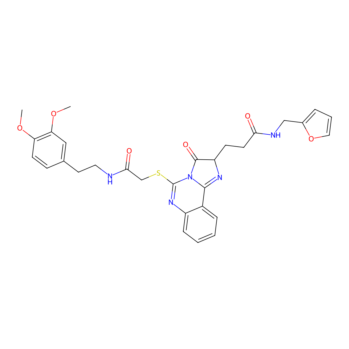 3-{5-[({[2-(3,4-dimethoxyphenyl)ethyl]carbamoyl}methyl)sulfanyl]-3-oxo-2H,3H-imidazo[1,2-c]quinazolin-2-yl}-N-[(furan-2-yl)methyl]propanamide molecular structure, CAS 1107520-14-8
