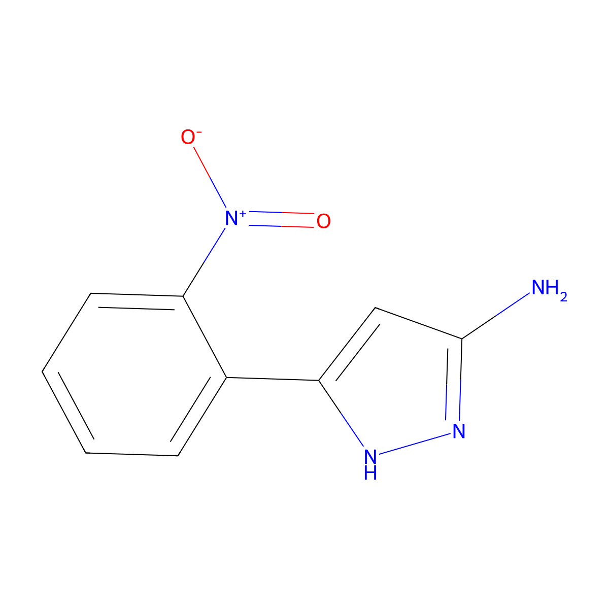5-(2-Nitro-phenyl)-2H-pyrazol-3-ylamine molecular structure, CAS 1107523-90-9