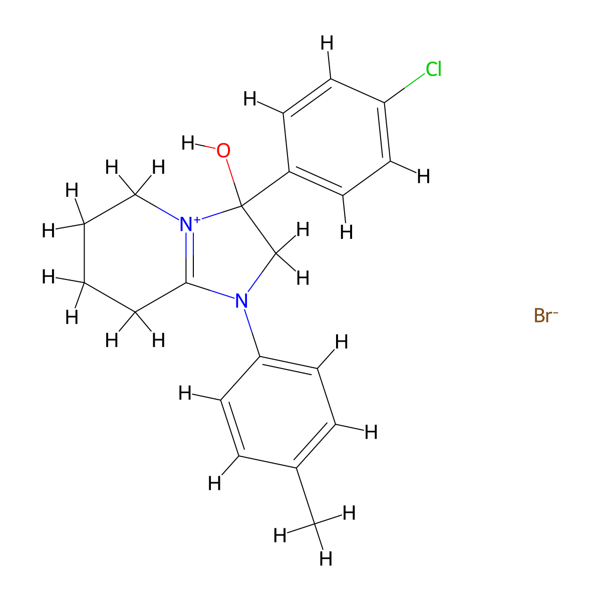 3-(4-Chlorophenyl)-3-hydroxy-1-(p-tolyl)-2,3,5,6,7,8-hexahydroimidazo[1,2-a]pyridin-1-ium bromide molecular structure, CAS 1107548-84-4