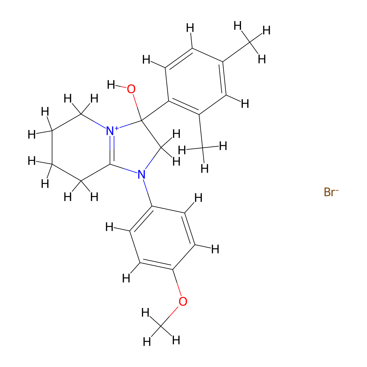 3-(2,4-Dimethylphenyl)-3-hydroxy-1-(4-methoxyphenyl)-2,3,5,6,7,8-hexahydroimidazo[1,2-a]pyridin-1-ium bromide molecular structure, CAS 1107549-52-9