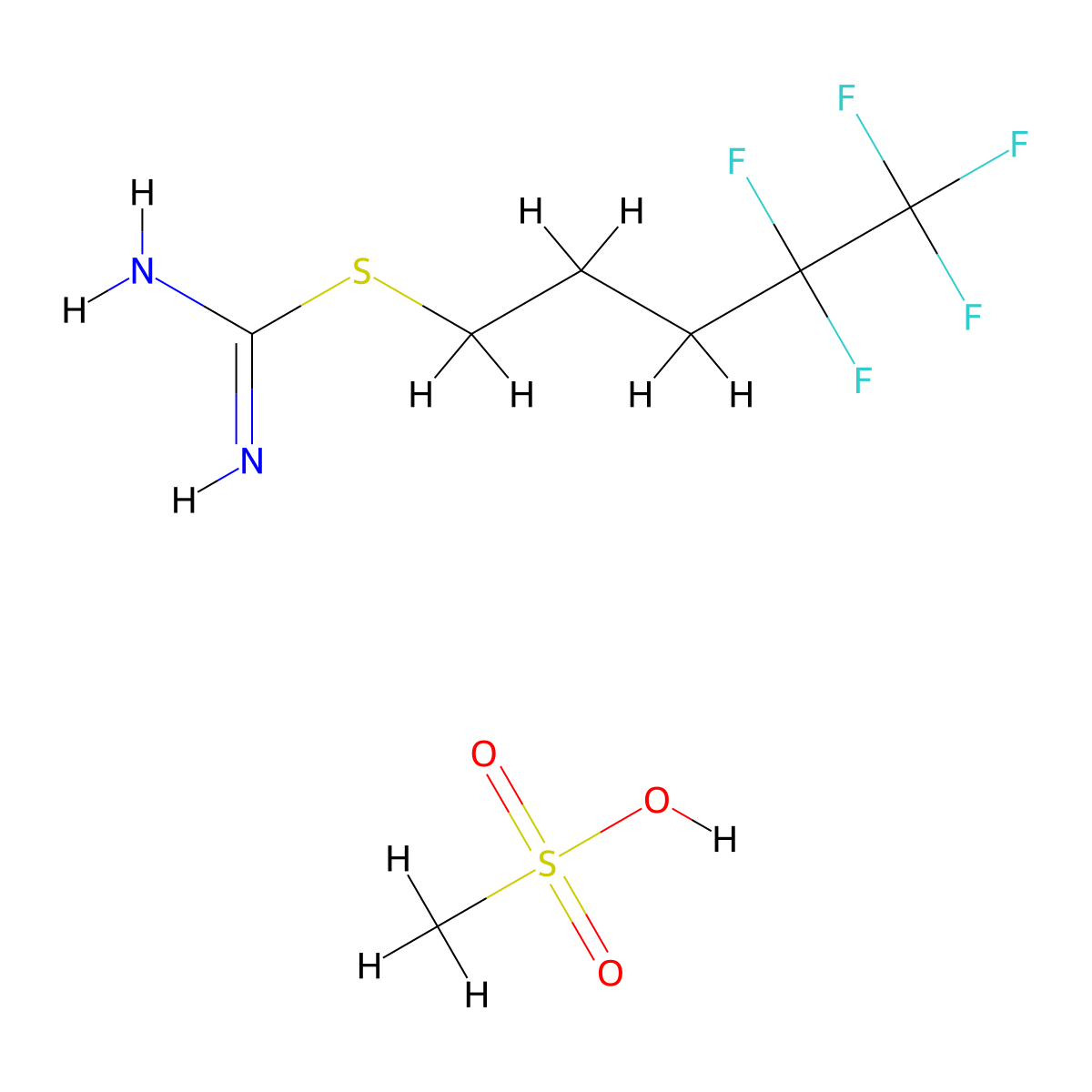 Methanesulfonic acid;4,4,5,5,5-pentafluoropentyl carbamimidothioate molecular structure, CAS 1107606-68-7