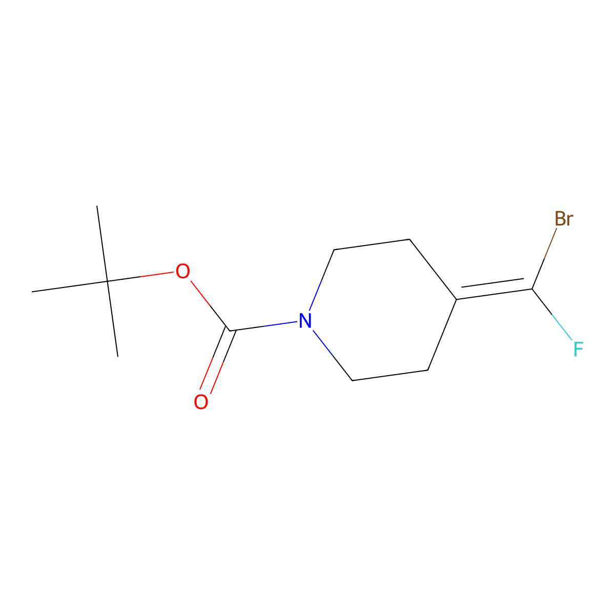 Tert-butyl 4-[bromo(fluoro)methylidene]piperidine-1-carboxylate molecular structure, CAS 1107620-26-7