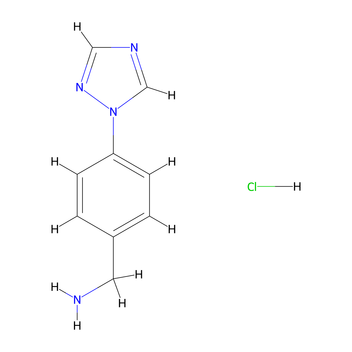 (4-(1H-1,2,4-Triazol-1-yl)phenyl)methanamine hydrochloride molecular structure, CAS 1107633-38-4