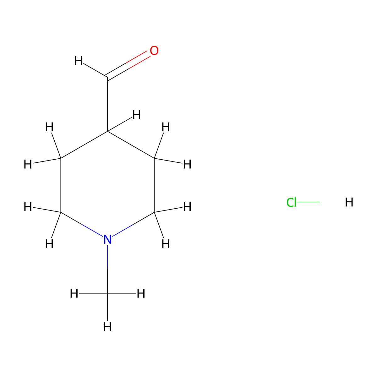1-Methylpiperidine-4-carbaldehyde hydrochloride molecular structure, CAS 1107639-19-9