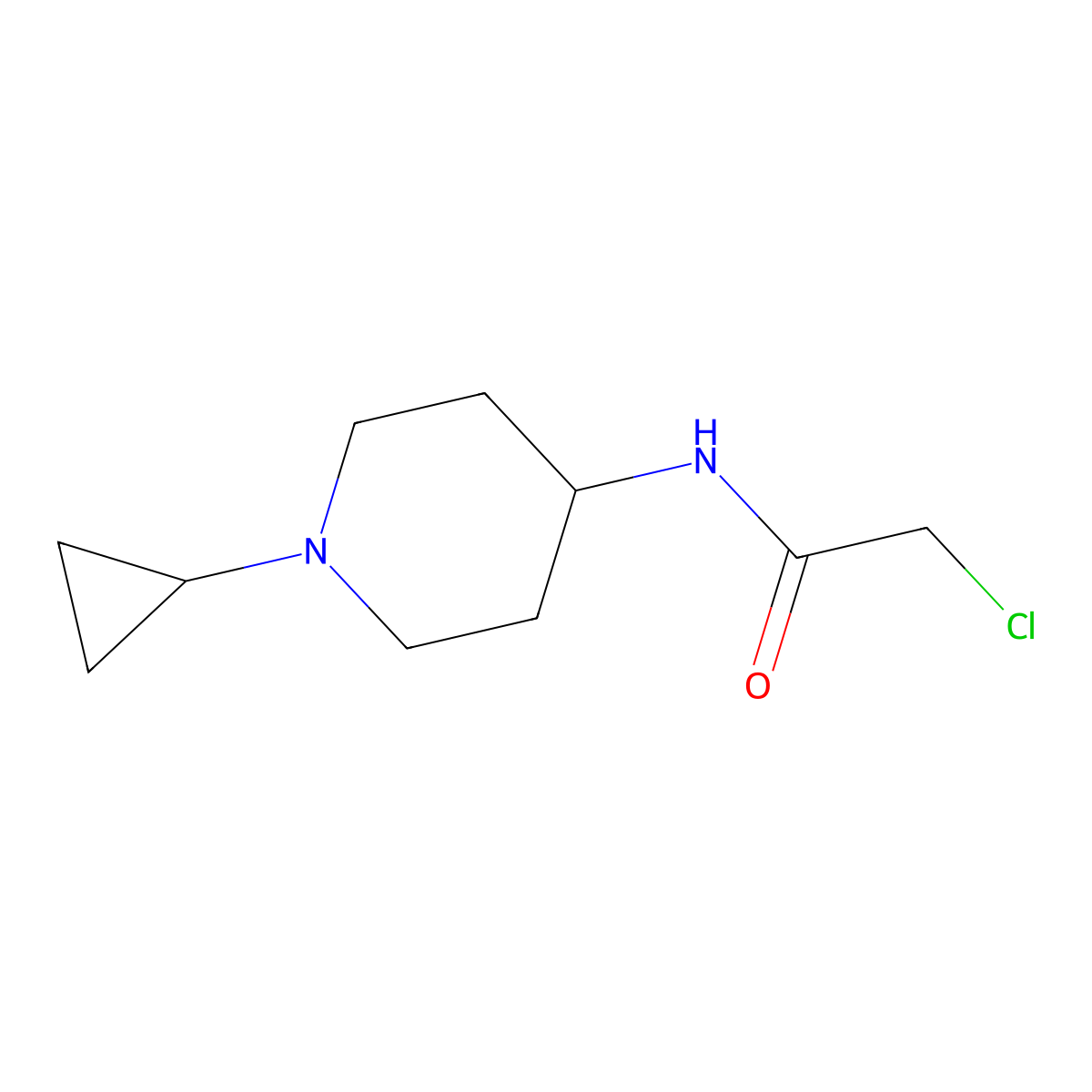 2-chloro-N-(1-cyclopropylpiperidin-4-yl)acetamide molecular structure, CAS 1107645-48-6