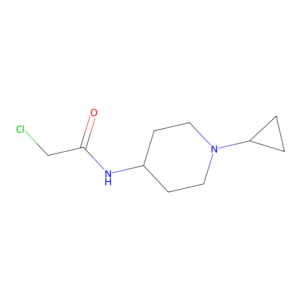 2-chloro-N-(1-cyclopropylpiperidin-4-yl)acetamide molecular structure, CAS 1107645-48-6